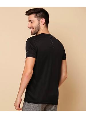 black round neck polyester t-shirt - 17812017 - Standard Image - 2