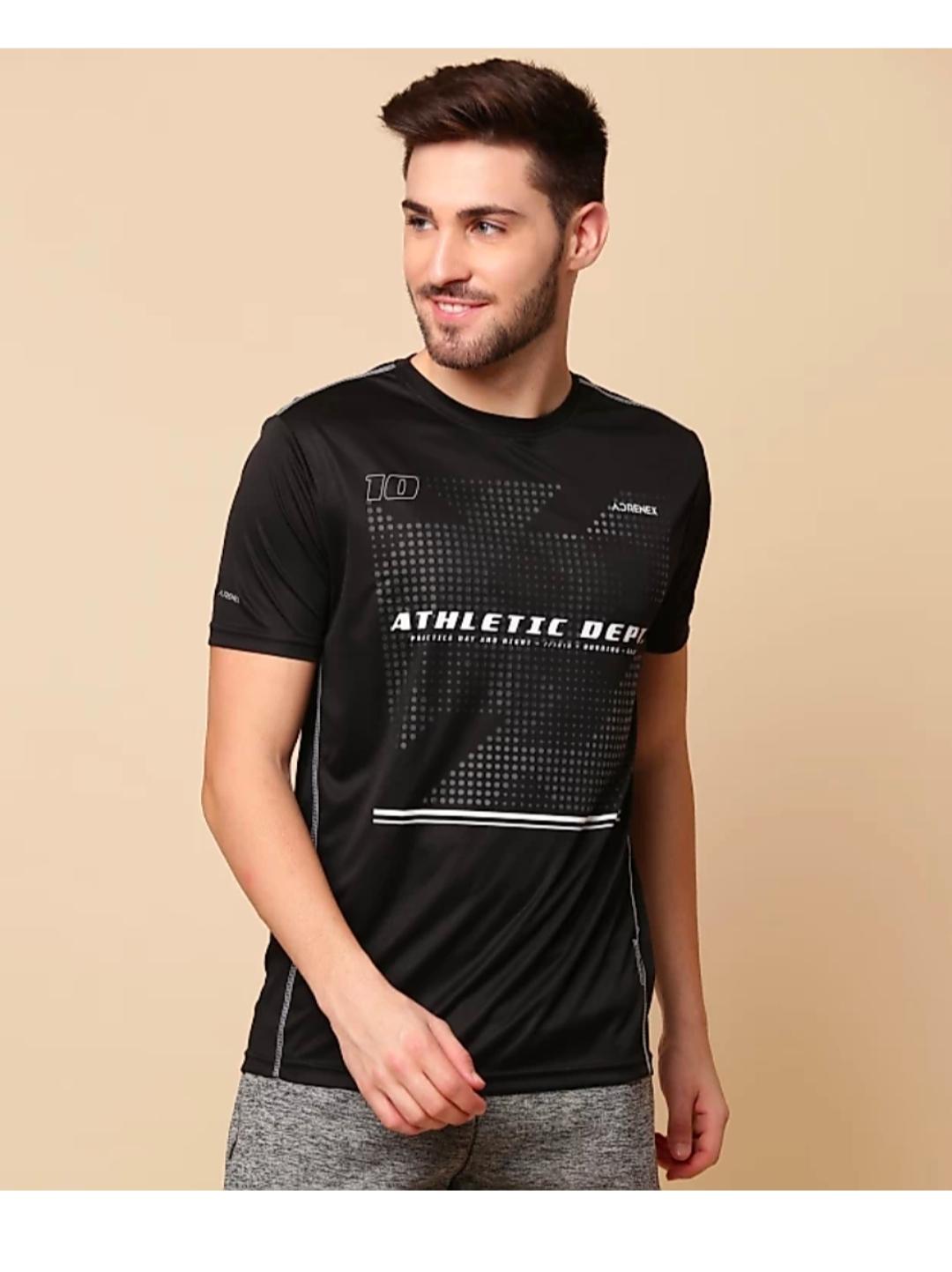 black round neck polyester t-shirt - 17812017 - Zoom Image - 1
