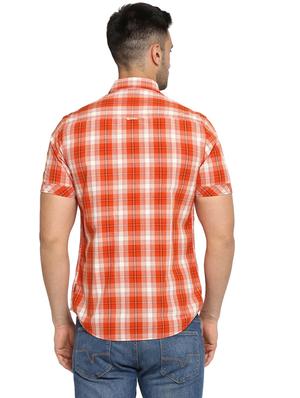 orange checkered casual shirt - 17812212 - Standard Image - 3