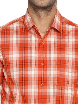 orange checkered casual shirt - 17812212 - Standard Image - 5