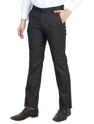 brown checkered flat front formal trouser - 17812909 - Standard Image - 2