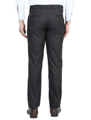 brown checkered flat front formal trouser - 17812909 - Standard Image - 3