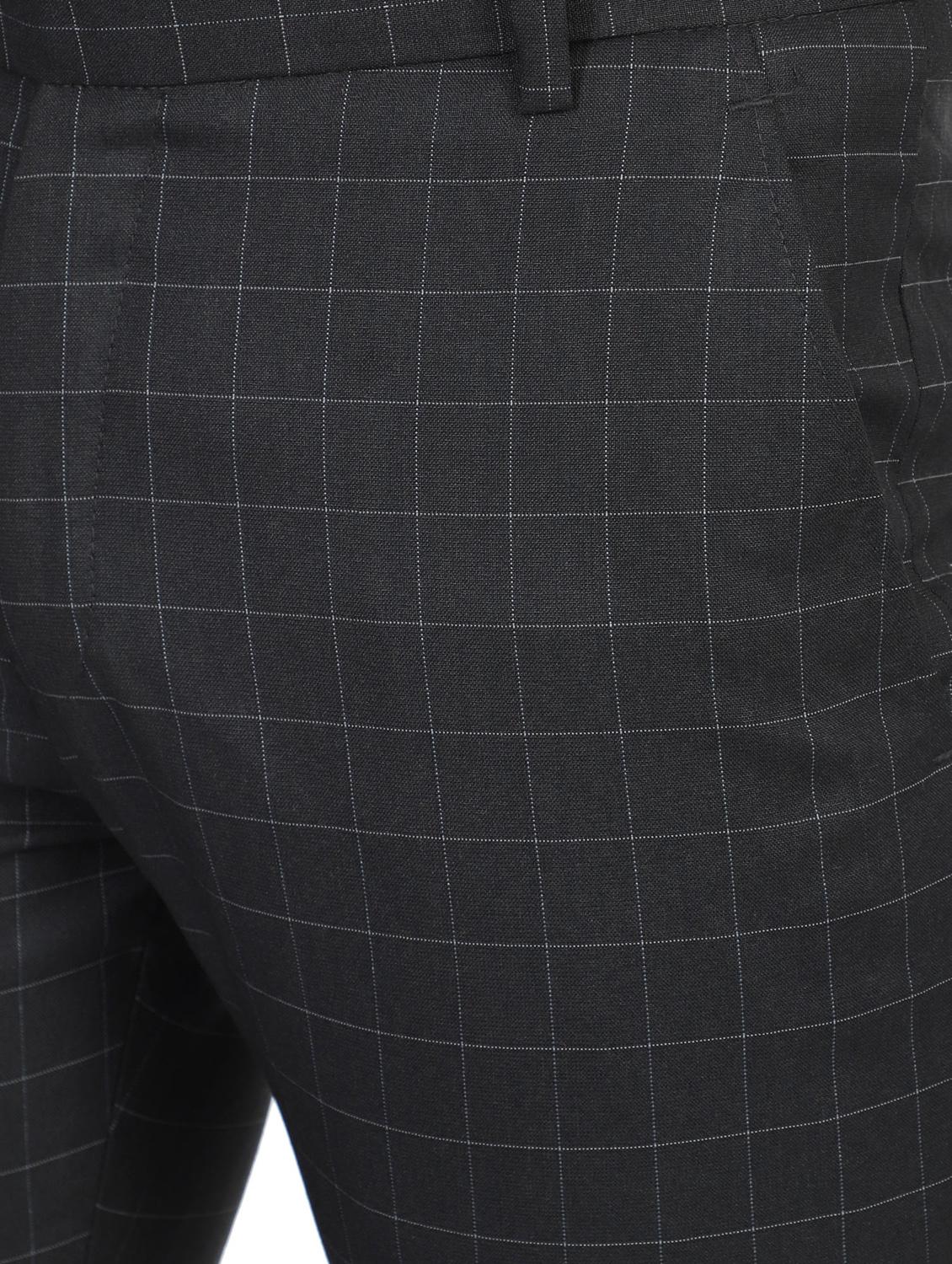 brown checkered flat front formal trouser - 17812909 - Zoom Image - 4