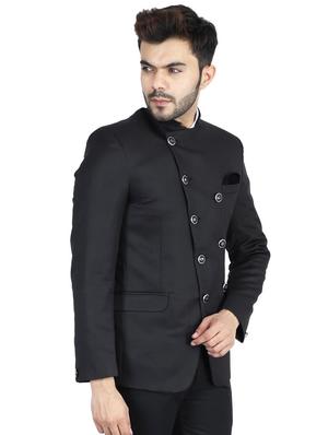 black solid bandhgala formal blazer - 17812953 - Standard Image - 2