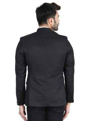 black solid bandhgala formal blazer - 17812953 - Standard Image - 3