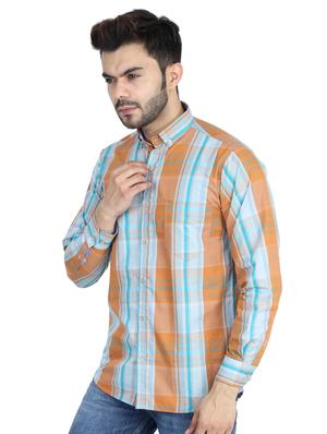 orange checkered casual shirt - 17813006 - Standard Image - 3