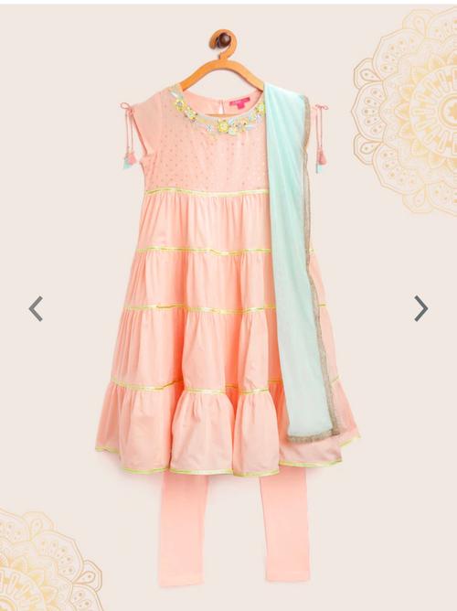 girls peach colour & sea green - 17813172 - Standard Image - 1