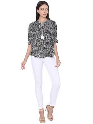 tie up neck floral top - 17813663 - Standard Image - 4