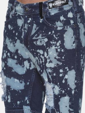 blue printed denim shorts - 17813703 - Standard Image - 5