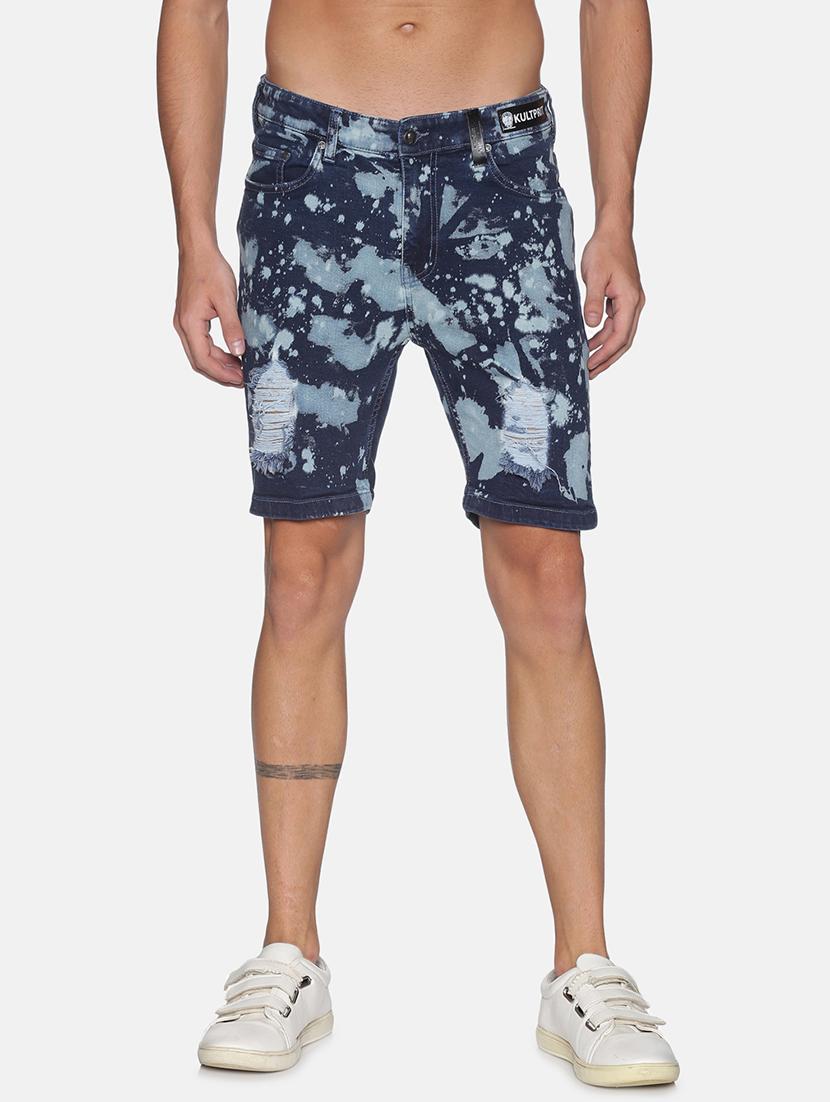 blue printed denim shorts - 17813703 - Zoom Image - 1
