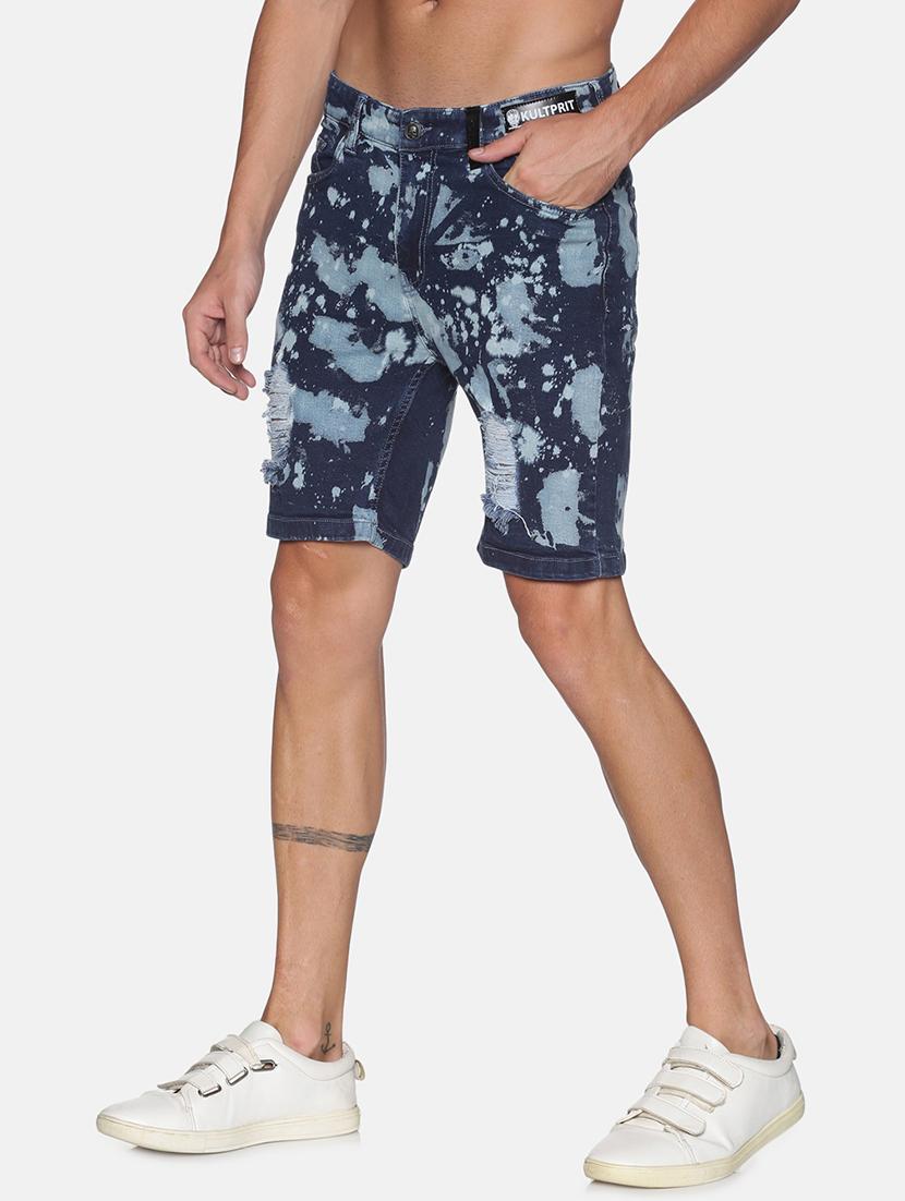 blue printed denim shorts - 17813703 - Zoom Image - 2