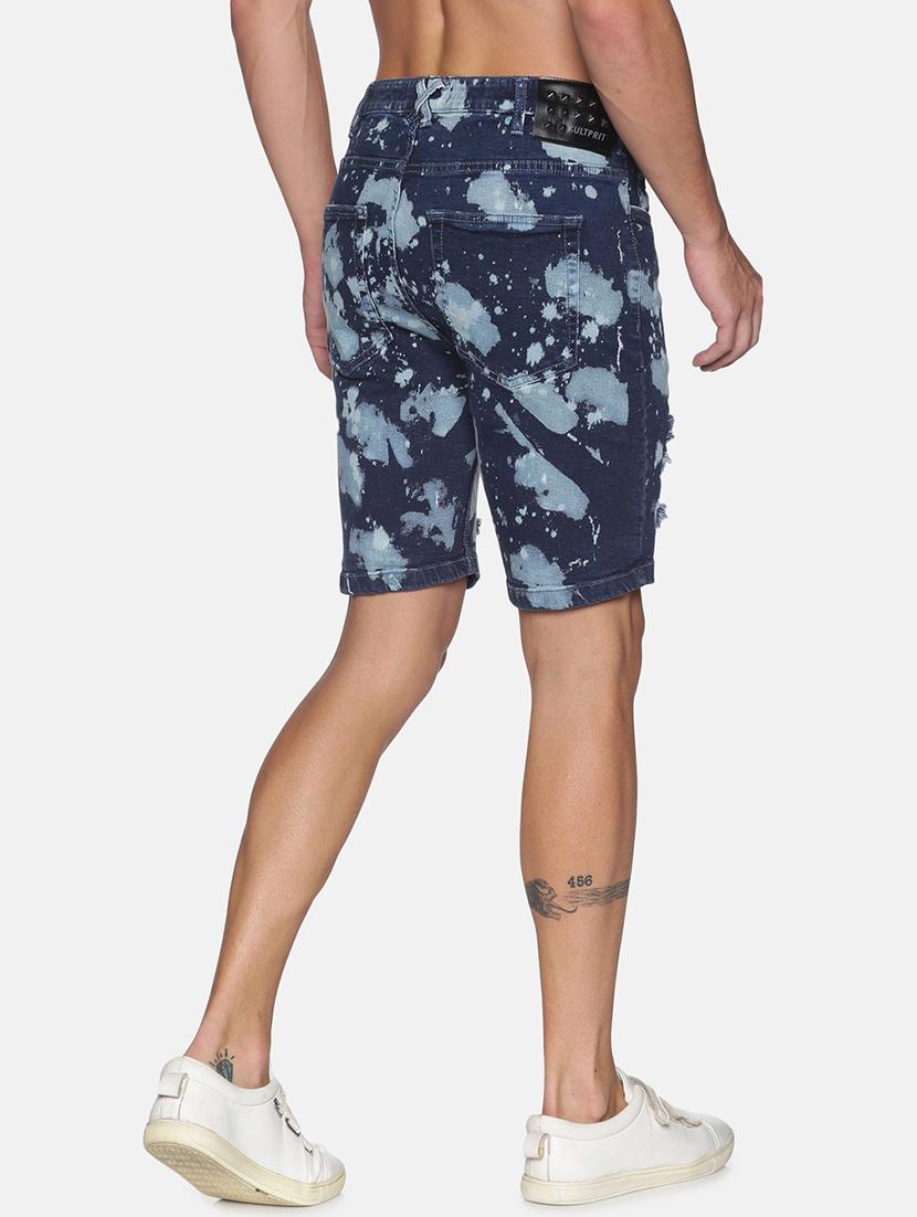 blue printed denim shorts - 17813703 - Zoom Image - 3