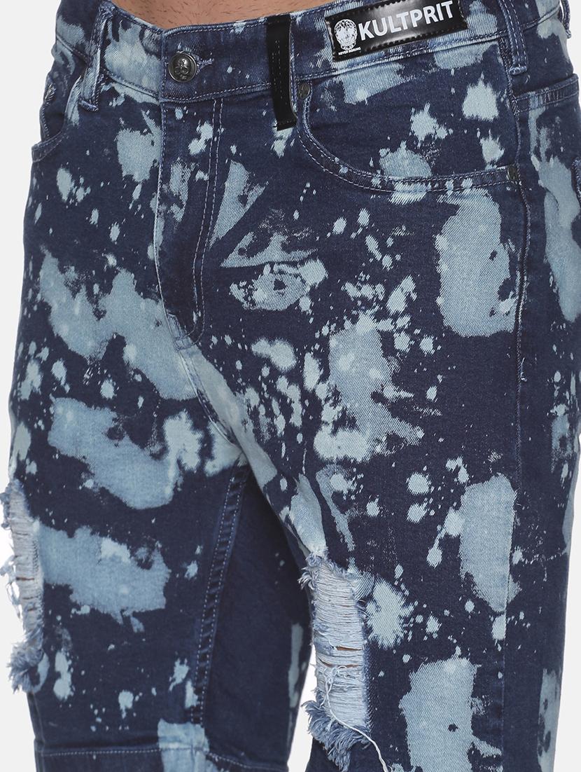 blue printed denim shorts - 17813703 - Zoom Image - 5