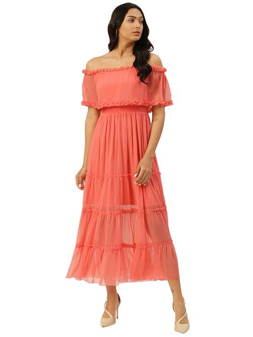 off shoulder solid maxi dress - 17813793 - Standard Image - 1
