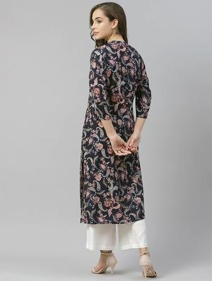 printed straight kurta - 17814907 - Standard Image - 3