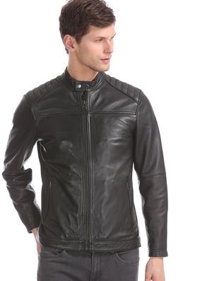 black solid leather biker jacket - 17815926 - Standard Image - 2
