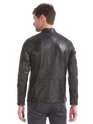 black solid leather biker jacket - 17815926 - Standard Image - 4