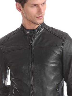 black solid leather biker jacket - 17815926 - Standard Image - 6