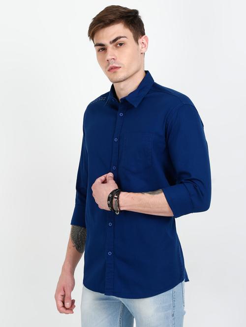 blue solid casual shirt - 17816451 - Standard Image - 1