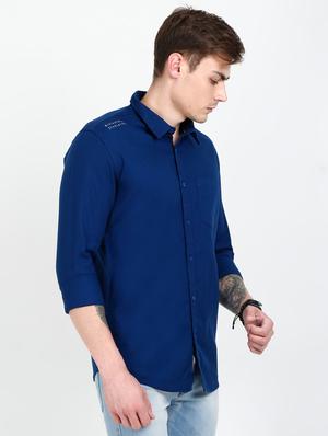 blue solid casual shirt - 17816451 - Standard Image - 2