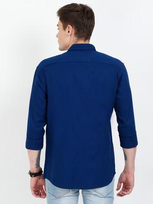 blue solid casual shirt - 17816451 - Standard Image - 3