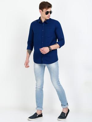 blue solid casual shirt - 17816451 - Standard Image - 4