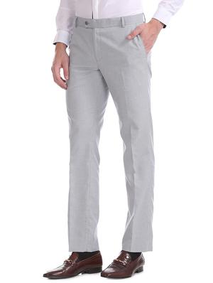 grey textured flat front formal trouser - 17816953 - Standard Image - 2