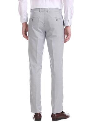grey textured flat front formal trouser - 17816953 - Standard Image - 3