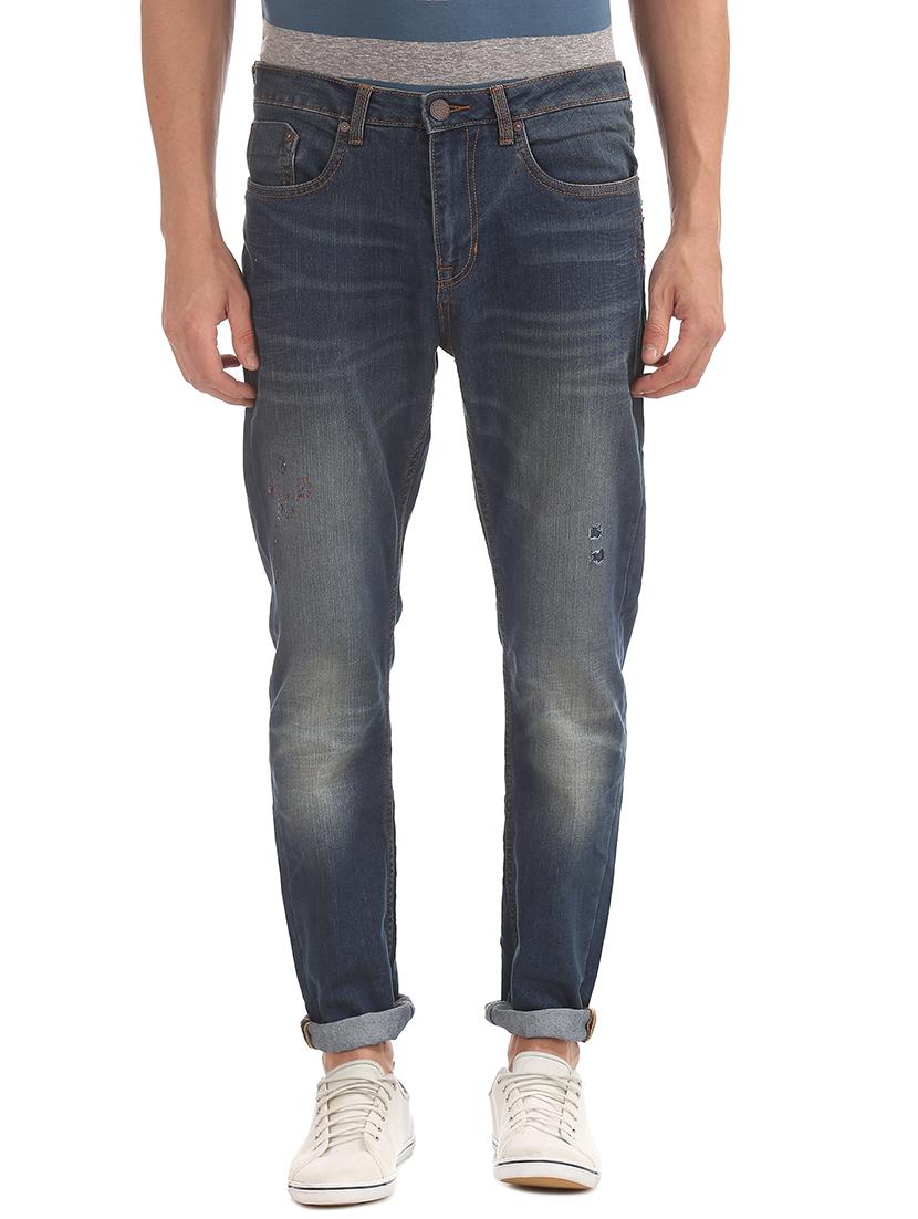 blue light washed ripped denim jeans - 17817014 - Zoom Image - 1