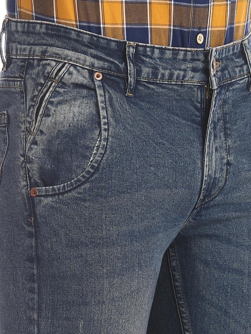 blue light washed ripped denim jeans - 17817063 - Zoom Image - 5