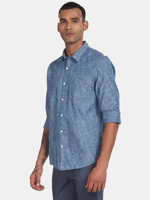 blue self design casual shirt - 17817166 - Standard Image - 2