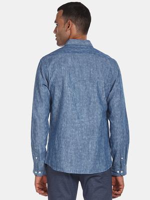 blue self design casual shirt - 17817166 - Standard Image - 3
