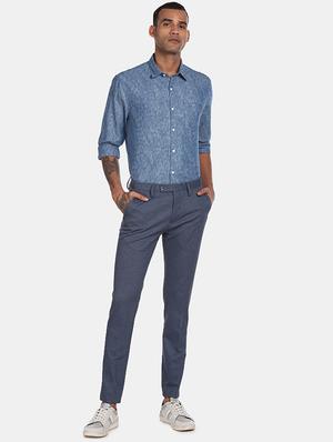 blue self design casual shirt - 17817166 - Standard Image - 4