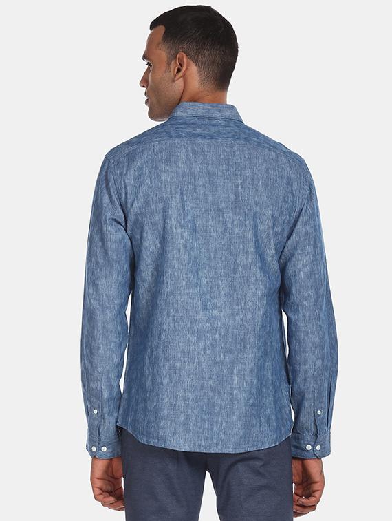 blue self design casual shirt - 17817166 - Zoom Image - 3
