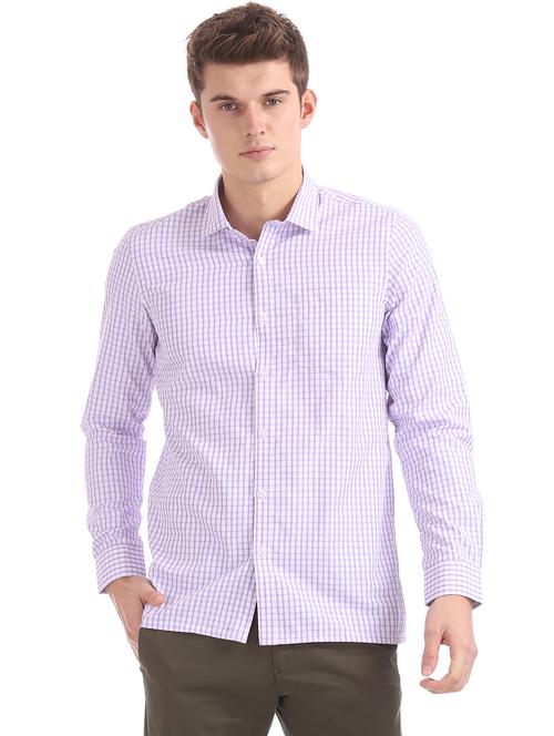 purple checkered formal shirt - 17817181 - Very Small Image - 1