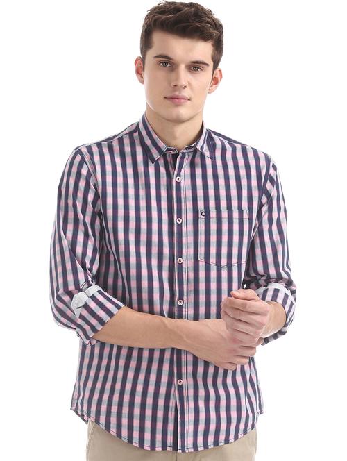 blue checkered casual shirt - 17817205 - Standard Image - 1