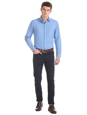 blue solid formal shirt - 17817363 - Standard Image - 4