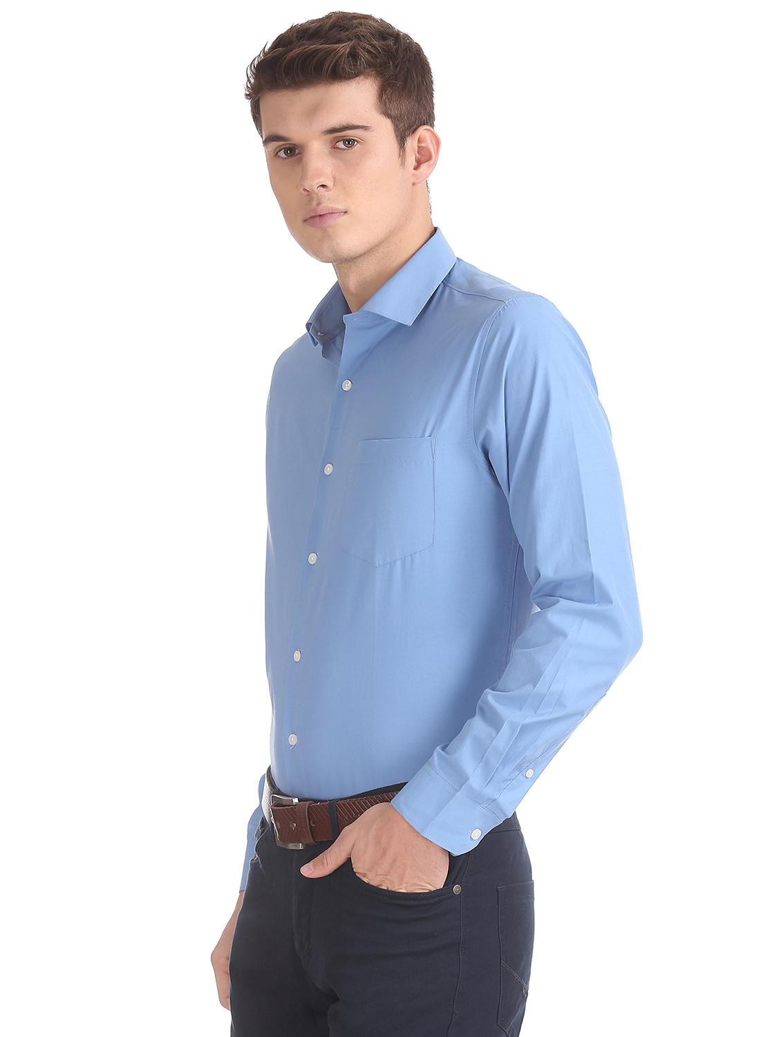 blue solid formal shirt - 17817363 - Zoom Image - 2