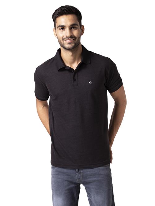 black solid polo t-shirt - 17817849 - Standard Image - 1