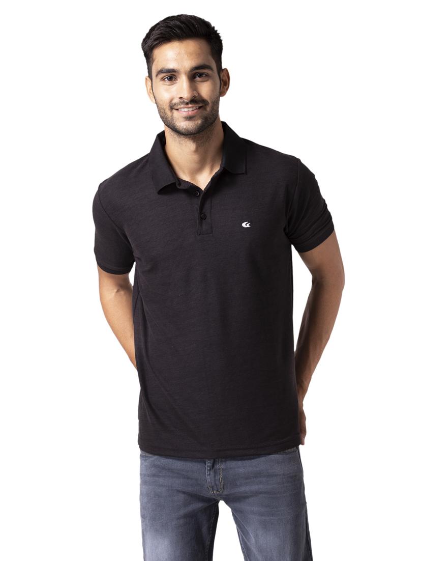 black solid polo t-shirt - 17817849 - Zoom Image - 1