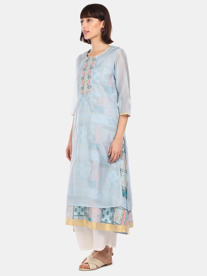 printed layered kurta - 17818559 - Zoom Image - 2