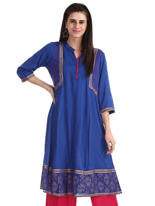 solid a-line kurta - 17818803 - Standard Image - 1