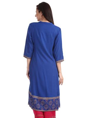 solid a-line kurta - 17818803 - Standard Image - 3