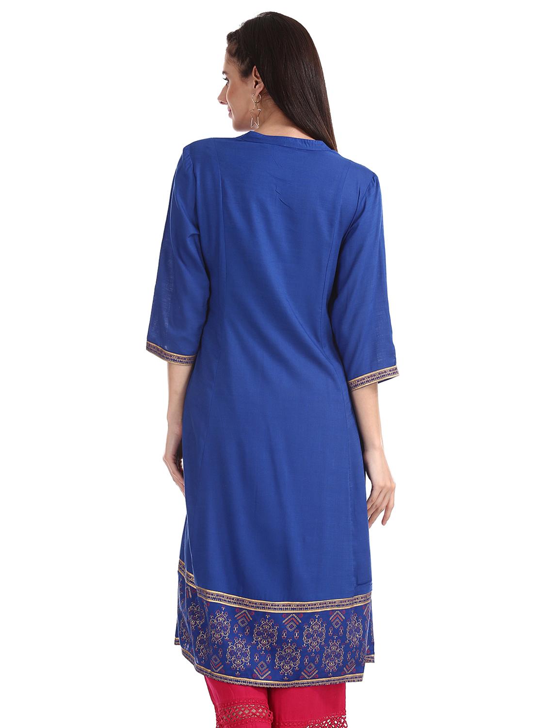 solid a-line kurta - 17818803 - Zoom Image - 3