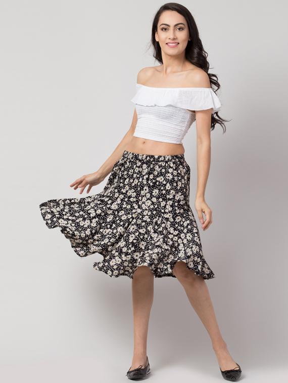 mid rise floral flared skirt - 17818987 - Zoom Image - 4