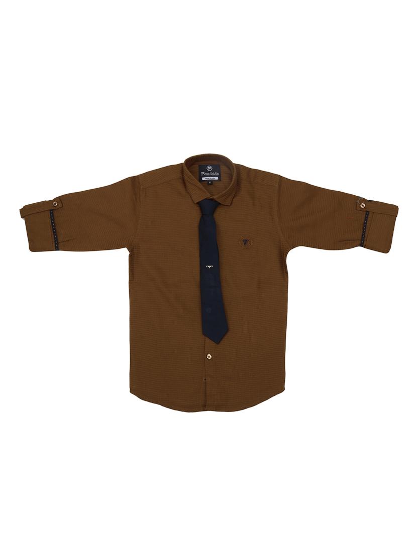 brown solid cotton shirt - 17819170 - Zoom Image - 1