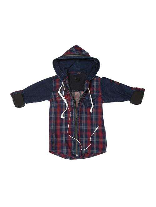 maroon satin printed shirt - 17819291 - Standard Image - 1