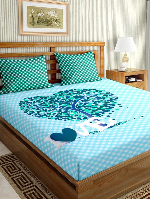 mysterious double bedsheet set king size cotton blue colour - 17819414 - Standard Image - 1