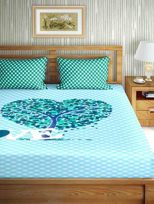 mysterious double bedsheet set king size cotton blue colour - 17819414 - Standard Image - 2