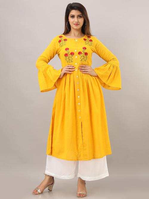 bell sleeves flared kurta - 17819625 - Standard Image - 1